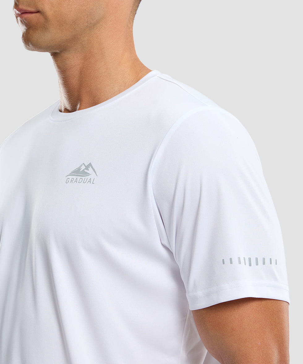 men's UV protection reflective short sleeve in white - reflective detail