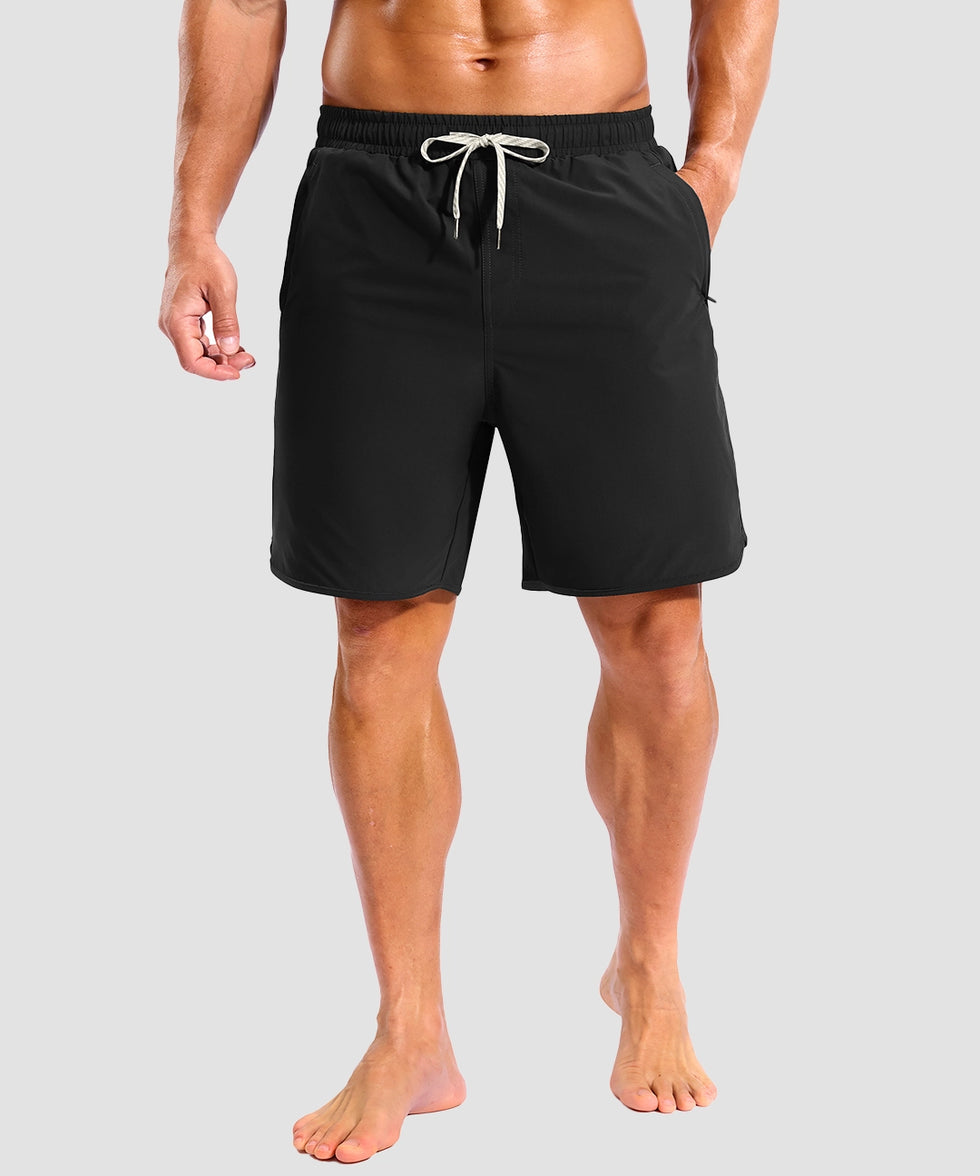 men's compression liner 4 pockets board short 7'' in black - front view