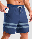 men's compression liner 4 pockets board short 7'' in blue stripes - side view
