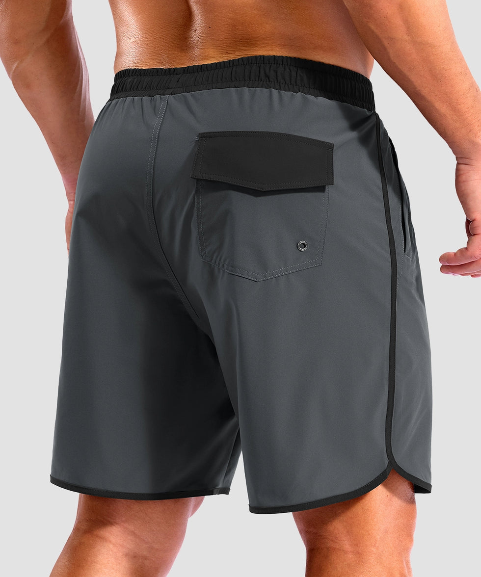men's compression liner 4 pockets board short 7'' in dark gray - back view