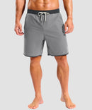 men's compression liner 4 pockets board short 7'' in light gray - front view