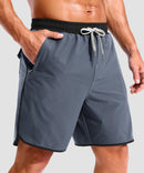 men's compression liner 4 pockets board shorts 7'' in dusty blue - side view