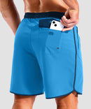 men's compression liner 4 pockets board shorts 7'' in lake blue - back view