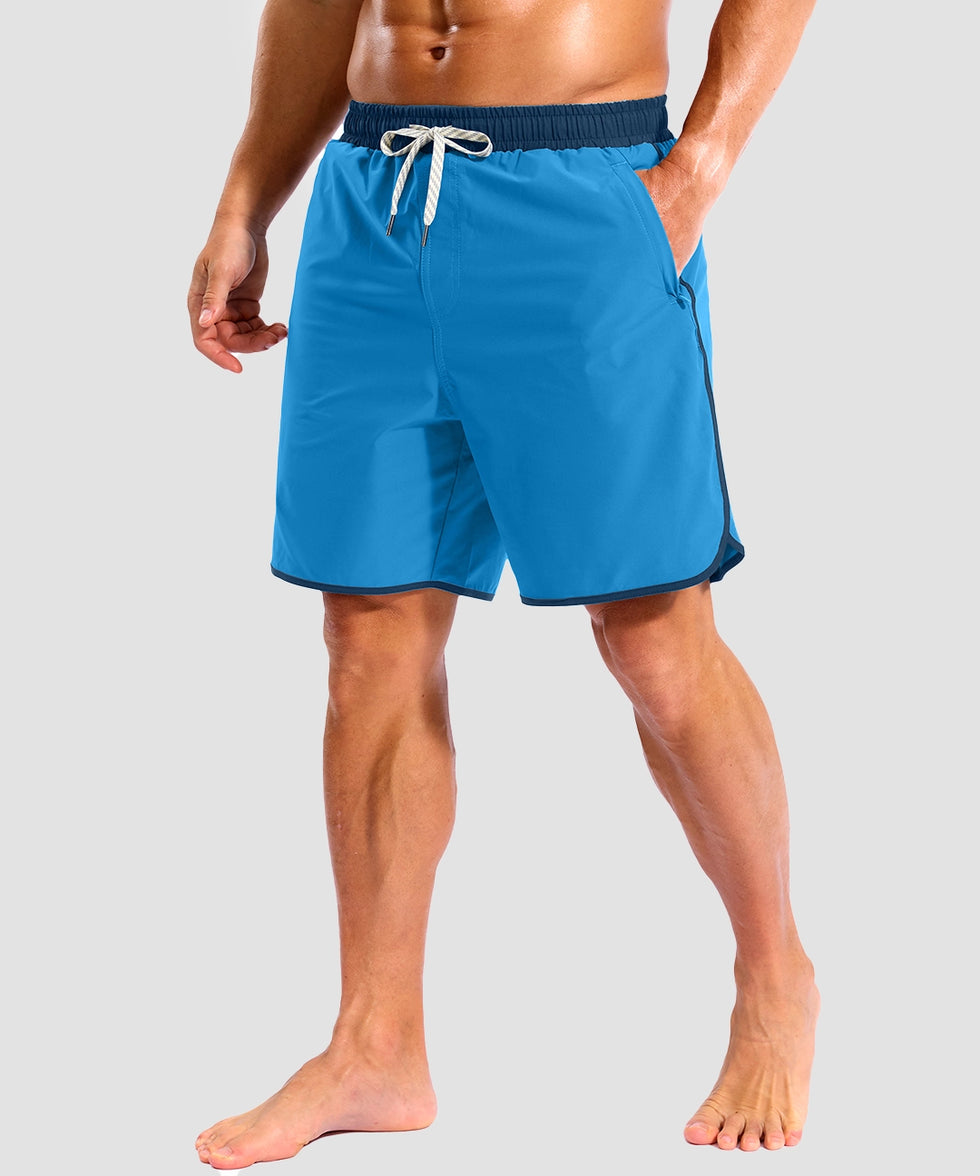 men's compression liner 4 pockets board shorts 7'' in lake blue - front view