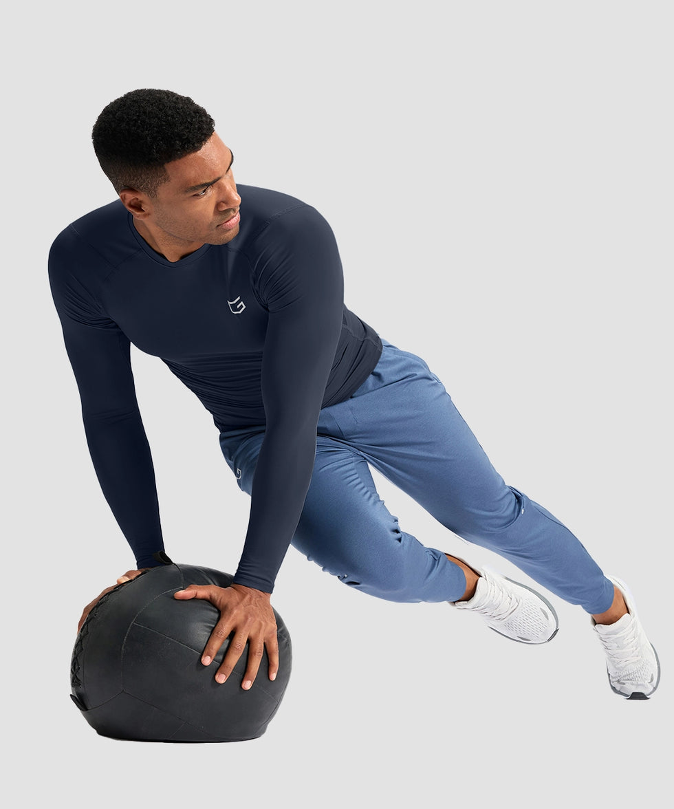 men's compression pullover long sleeve in navy - matching outfits view