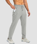 men's drawstring with 3 zipper pockets pant in bright gray - side view