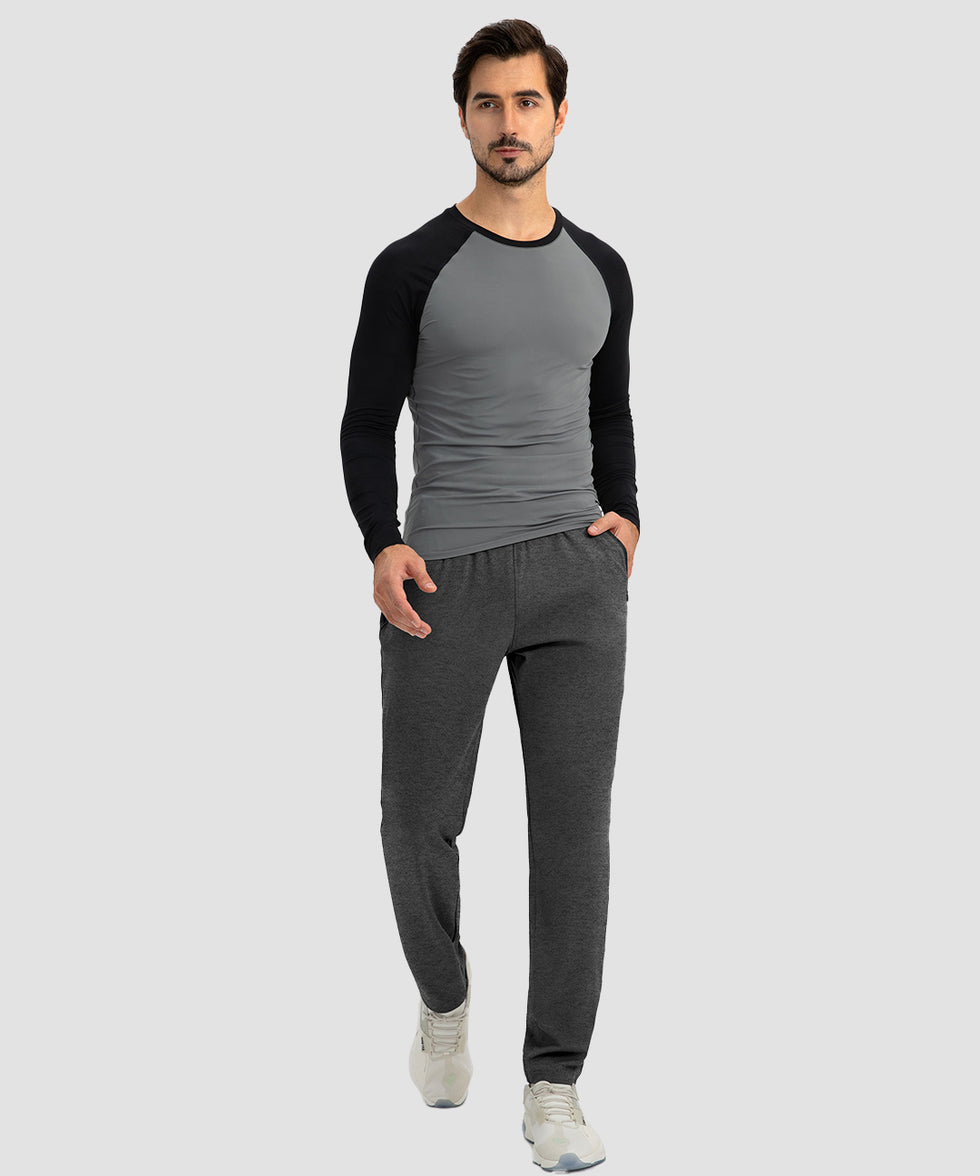 men's drawstring with 3 zipper pockets pant in heathered black - matching outfits view