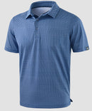 men's dry fit printed golf polo in blue white flag - fabric detail