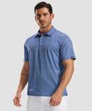 men's dry fit printed golf polo in blue white flag - front view