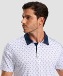 men's dry fit printed golf polo in golf clubs white - collar detail