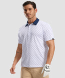 men's dry fit printed golf polo in golf clubs white - front view