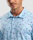 men's dry fit printed golf polo in golf element - collar detail