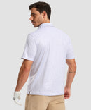 men's dry fit printed golf polo in gray sea wave - back view