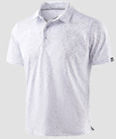 men's dry fit printed golf polo in gray sea wave - fabric detail