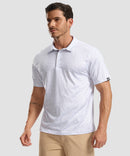 men's dry fit printed golf polo in gray sea wave - front view