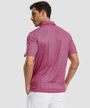 men's dry fit printed golf polo in pink floral - back view