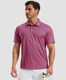 men's dry fit printed golf polo in pink floral - front view