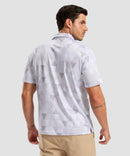 men's dry fit printed golf polo in triangular geometry - back view
