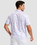 men's dry fit printed golf polo in white ink jet - back view