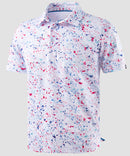 men's dry fit printed golf polo in white ink jet - fabric detail