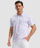 men's dry fit printed golf polo in white ink jet - front view