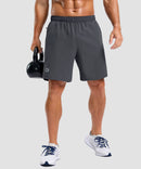 men's elastic waist split hem shorts 7'' in dark gray - front view