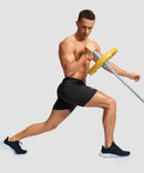 men's elastic waist zipper pockets short 5'' in black - matching outfits view