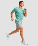 men's elastic waist zipper pockets short 5'' in bright gray - side view