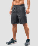 men's elastic waist zipper pockets short 9'' in dark gray - side view