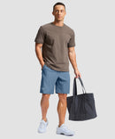 men's elastic waist zipper pockets short 9'' in gray blue - matching outfits view