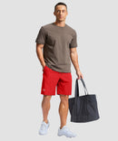men's elastic waist zipper pockets short 9'' in red - matching outfits view