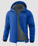 men's fleece-lined hooded softshell jacket in deep royal blue - fabric detail