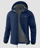 men's fleece-lined hooded softshell jacket in navy - matching outfits view