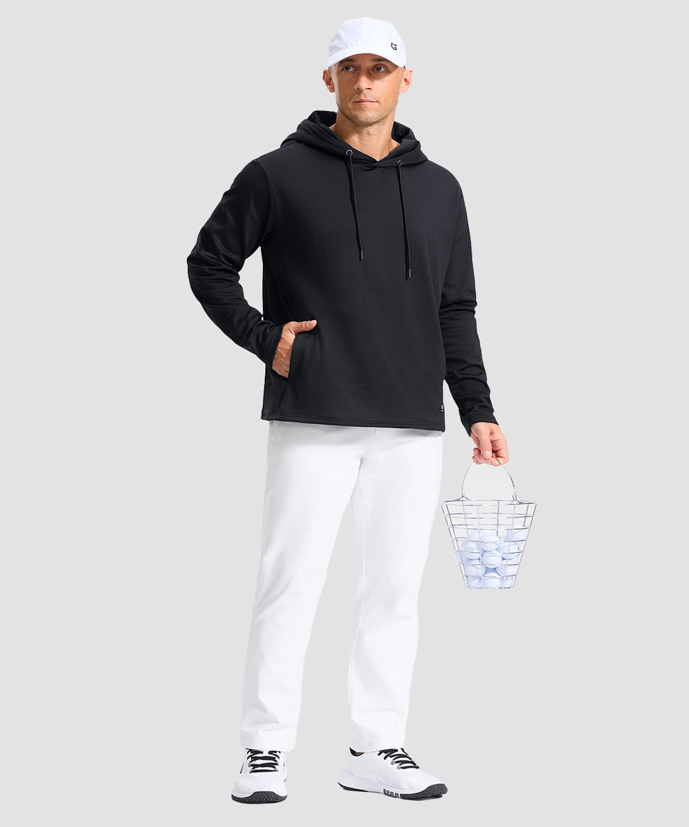 men's fleece-lined performance hoodie in black - matching outfits view