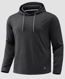 men's fleece-lined performance hoodie in heather black - front view