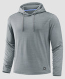 men's fleece-lined performance hoodie in heather light gray - front view