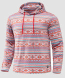 men's fleece-lined performance hoodie in red stripes - front view