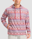 men's fleece-lined performance hoodie in red stripes - neckline detail