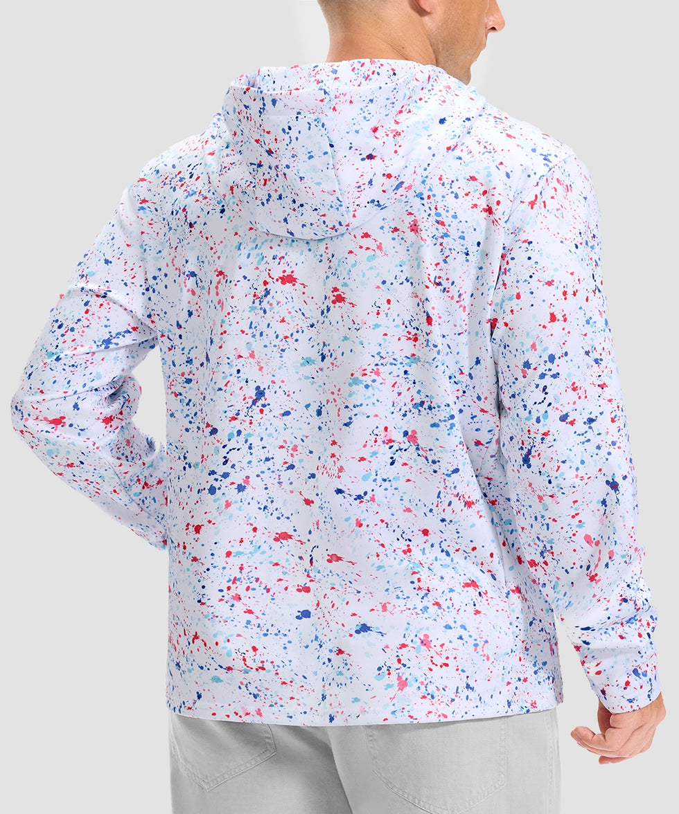 men's fleece-lined performance hoodie in white ink jet - hood detail