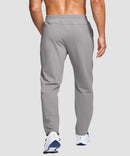 men's fleece-lined with 3 zip pockets sweatpants in light gray - back view