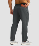 men's fleece-lined zip pockets stretch sweatpants in heather charcoal - back view