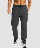 men's fleece-lined zip pockets stretch sweatpants in heather charcoal - front view