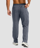 men's fleece-lined zip pockets stretch sweatpants in heather dusty blue - back view