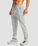 men's fleece-lined zip pockets stretch sweatpants in heather grayish - side view