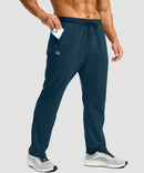 men's fleece-lined zip pockets stretch sweatpants in heathered academy blue - zip pocket detail view