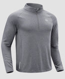 men's fleece quarter zip pullover long sleeve in heather light gray - fabric detail