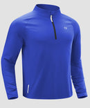 men's fleece quarter zip pullover long sleeve in royal blue - fabric detail