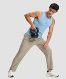 men's lightweight 3-pocket sweatpants in light khaki - matching outfits view