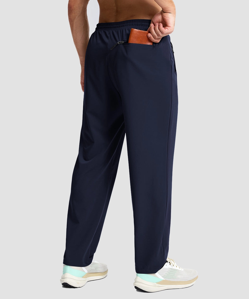men's lightweight 3-pocket sweatpants in navy - back view