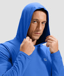 men's lightweight athletic no strings hoodie in dodger blue - hood detail